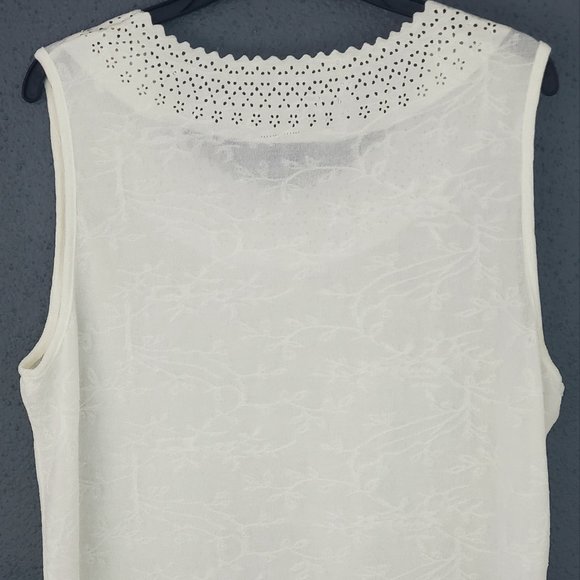 ALLIE & ROB WOMENS CROCHET FLOAL PATTERN IVORY/CREAM KNIT TOP SIZE XL - Picture 7 of 9